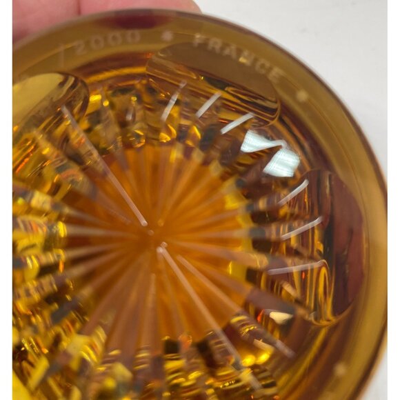 White Rose & Amber Crystal Paperweight By Eickholt Signed 2000 - Picture 9 of 9